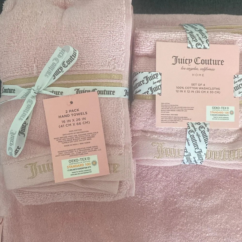 Juicy Couture Pink Gold “Juicy Couture” Bath Towel Set - 7 Piece Set